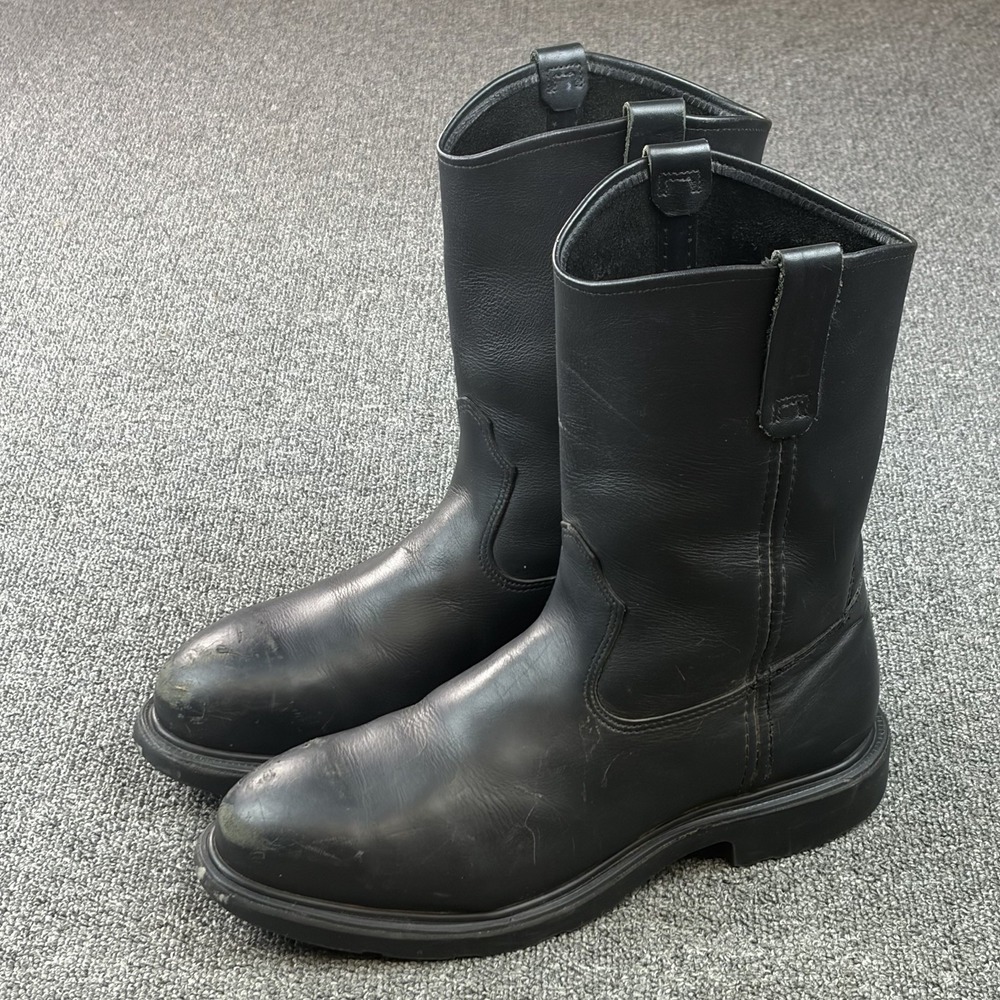 Red Wing 4471 Pecos Pull On Work Boots Men's 10.5 D Black Leather EH Safety Toe